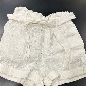 Zara Cream Floral Lace High Waist Shorts